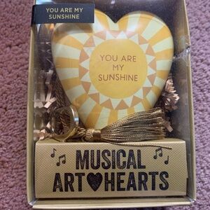 Demdaco Gold Musical Art Heart with Key and Tassel